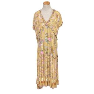 Spell & The Gypsy Collective Wild Bloom Gown Floral Mustard Maxi Dress Size XS